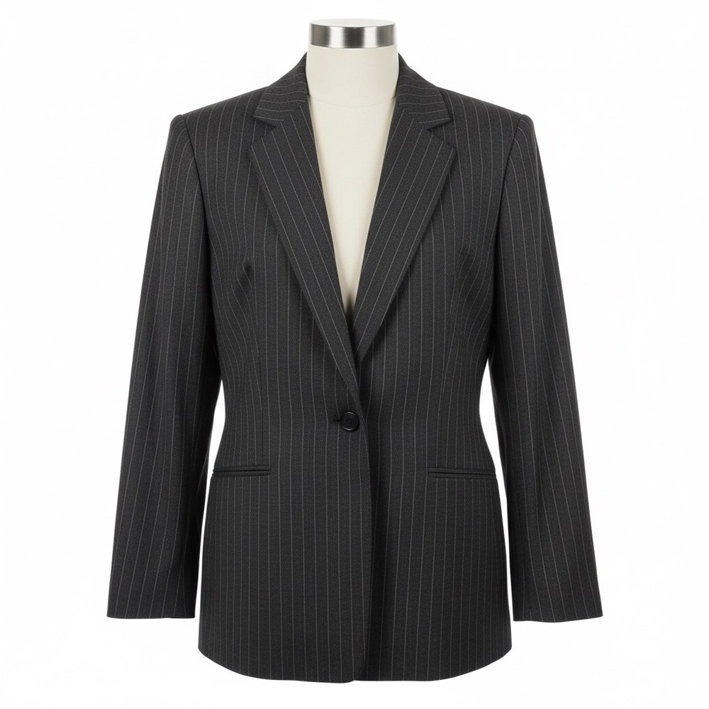 Pendleton‎ Blazer 10 Gray Pinstripe Jacket Preppy Dark Academia Prep Vintage